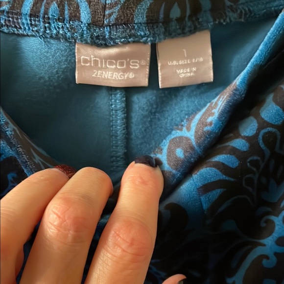 Chios Rich Black/Blue Patterned Leggings New Without Tags - Picture 2 of 6